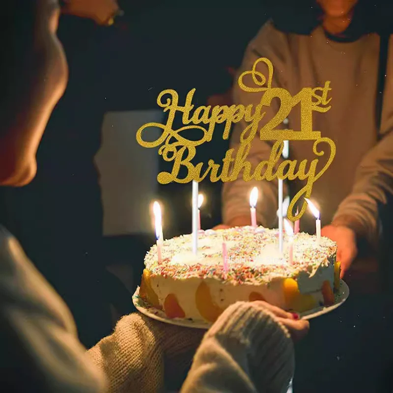 Happy Birthday Cake Topper, Party Decoration Supplies, 1st, 18th, 21th, 30th, 40th, 50th Age, 1Pc