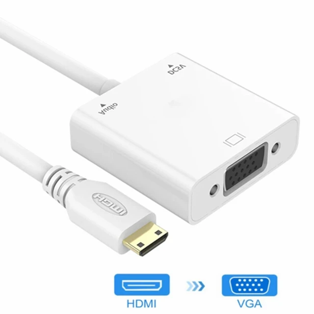 Mini convertisseur de câble HDMI vers VGA 1080P avec port d