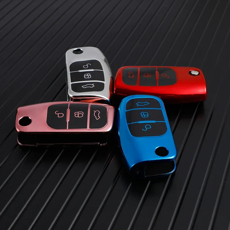 Key Case Car TPU Folding Key Cover Bag Shell Keychain Protector for Ford Focus 2 MK2 Fiesta Mondeo Galaxy Falcon Territory Ecosport