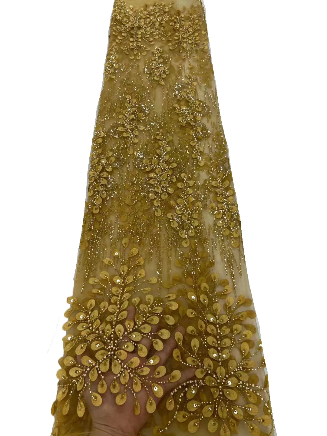 

New stereoscopic beaded sequin laser embroidery fabric, African high-end temperament cheongsam dress evening gown