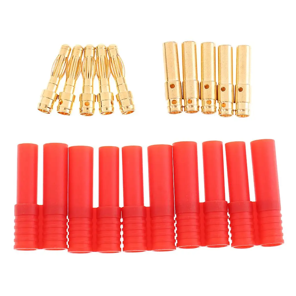 Connecteurs Banane HXT 4mm Mâle/Femelle pour Batterie RC Lipo - Lot de 10
