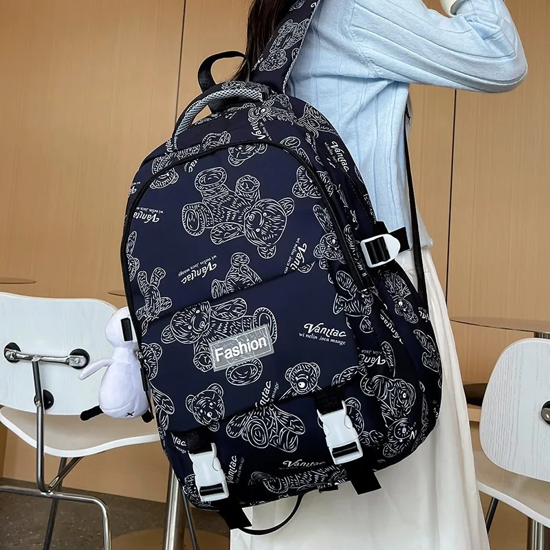 

Teenager School Bags for Girls Cute Cartoon Backpack Women Nylon Campus Korean Bagpack