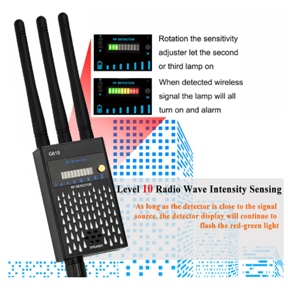 Protable G618 GPS wireless signal detector anti listening and anti peeping hidden WiFi camera detector