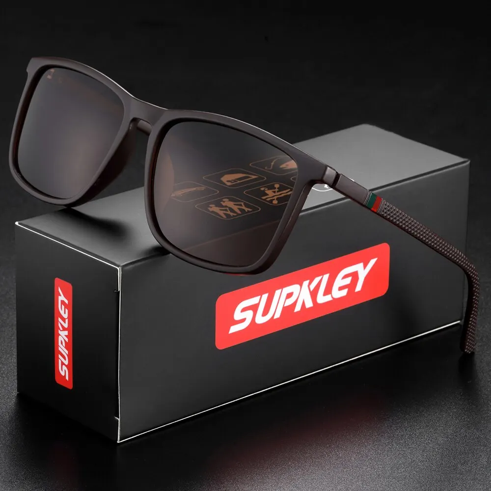 SUPKLEY Polarized Men's Sport Sunglasses - Lightweight, Comfortable Square Design