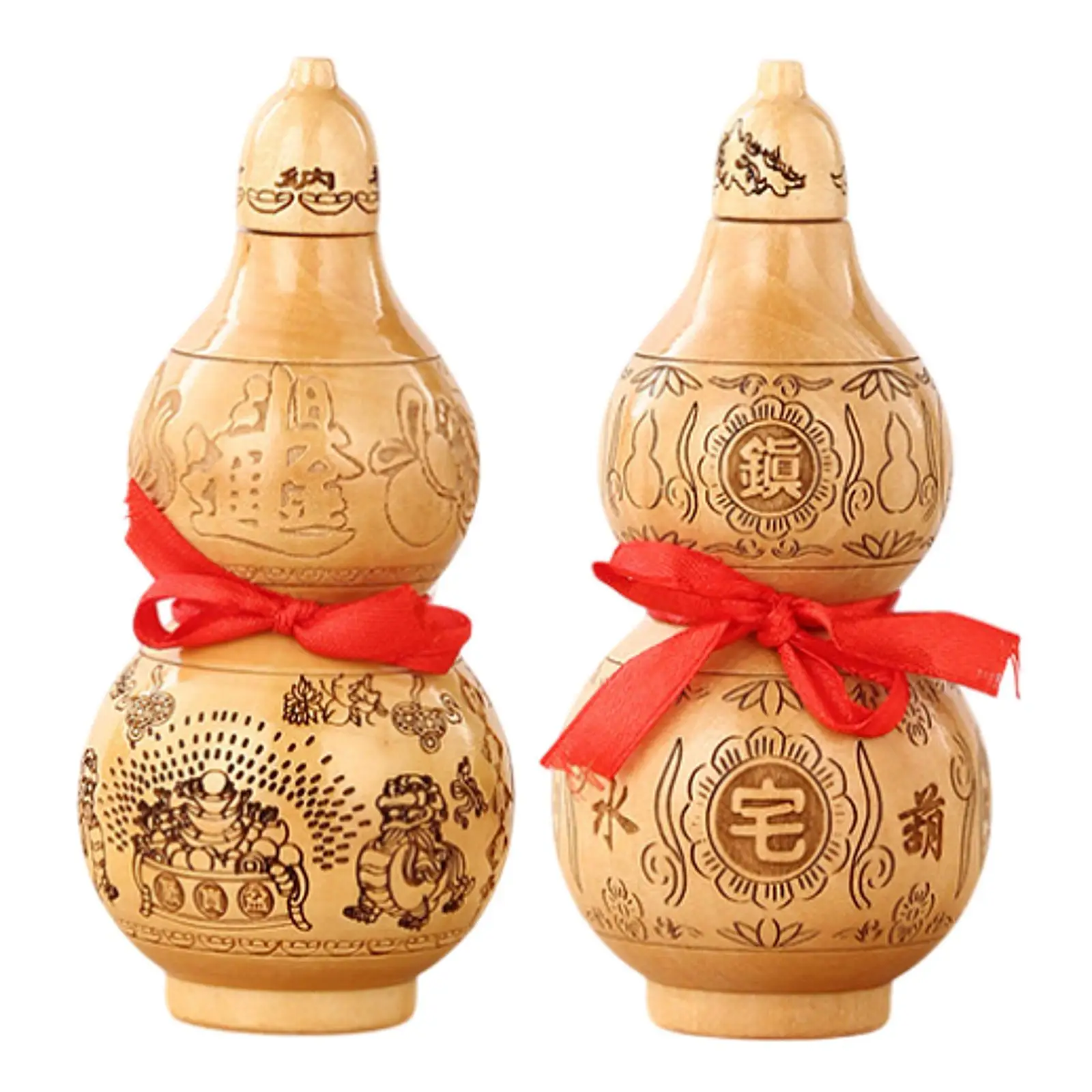 Gourd Ornament Home Decoration Statue Wooden for Bedroom Outdoor Living Room
