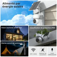 WONSDAR – caméra PTZ solaire sans fil, 2 pièces, batterie intégrée, caméra de surveillance vidéo extérieure, longue durée de veille, iCSee 2