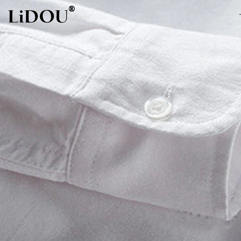 2023 New Spring Autumn Business Casual Neat Capable Male Blouse Formal Loose Chic Shirt Solid Color Fashion Stand Collar Top Men