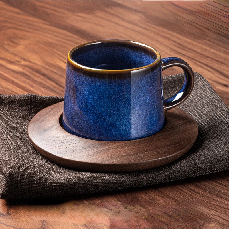 

Kiln change Mug retro Nordic blue ceramic small luxury exquisite coffee cup Tanabata gift