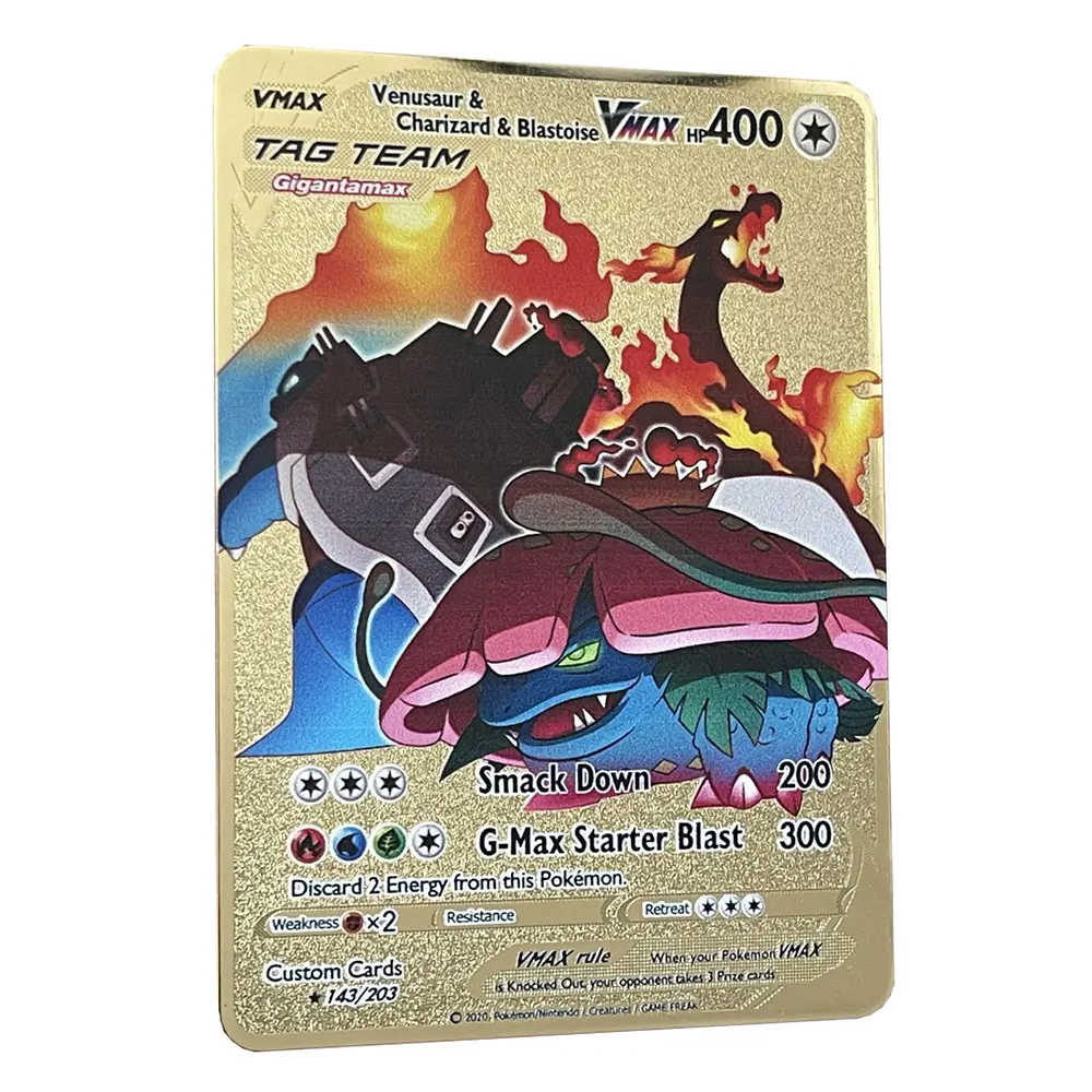 Arte completa mew vmax ouro pokemon cartões em inglês ferro metal cartas  pokmo crianças presente jogo coleção cartões arco-íris