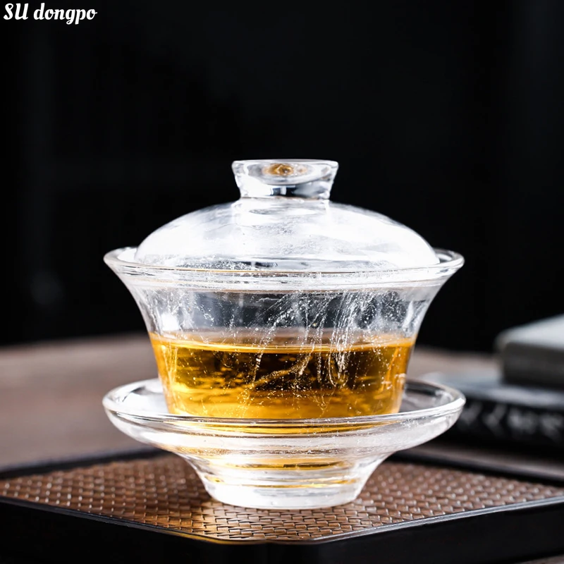 Snow Crystal Glass Tea Tureen Glazed Tea Maker Kung Fu Set High-grade Cup Large Transparent Built Lamp Best Gift