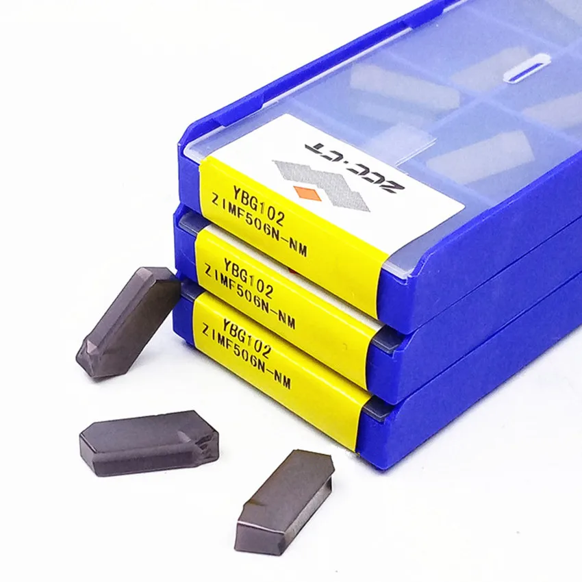 Zimf304N-Nm Ybg102/Zimf506N-Nm Ybg102/Zimf608N-Nm Ybg102 Zcc.Ct Inserti In Metallo Duro Scanalatura A Testa Singola, Inserti Per Tornitura 10 Pz/Scato