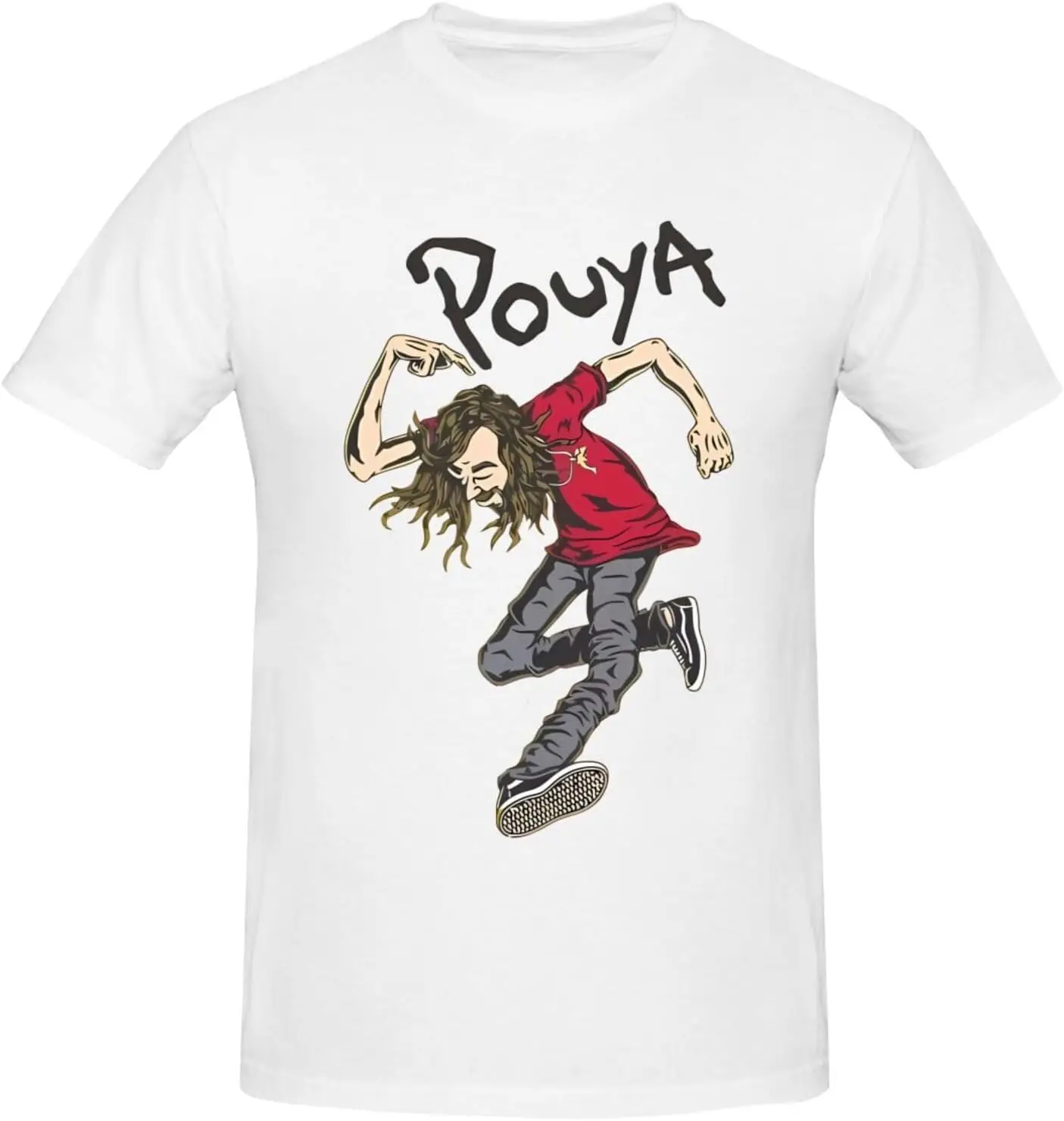 

Pouyas Shirt Men's Cotton Short Sleeve Top Fashion Crew Neck T-Shirt Black