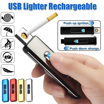 Lighter Outdoor Environmental Protection Tools USB Chargeable Lighter Flameless No Gas Keychain Lighter