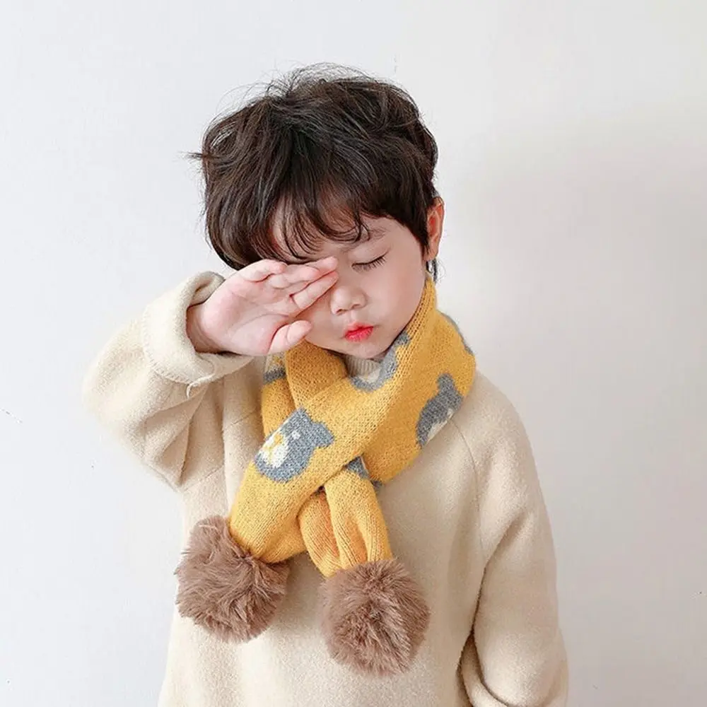 Children Kids Winter Knitting Scarf Boys Girls Thermal Neck Warmer Scarf Thickening Windproof Neck Cover Cross Neckerchief baby scarf wool scarf