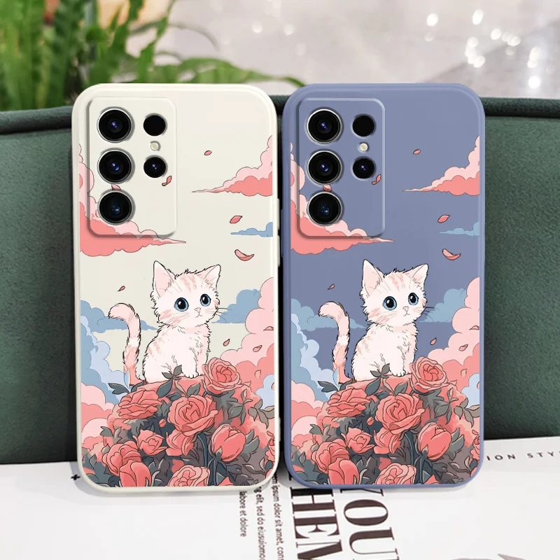 Rose Cute Cat Silicone Phone Case Cover - Adorable Design & Durable Protection