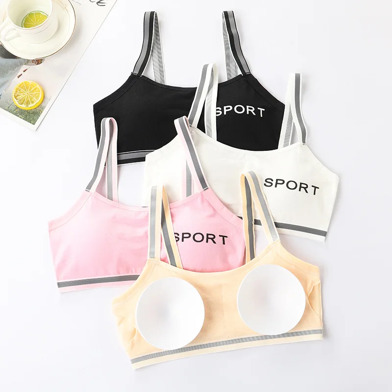 Teen Girl Sports Bra Kids Top Camisole Underwear 4 Pieces/Lot for 8-16 Years Soft Sponge Cup