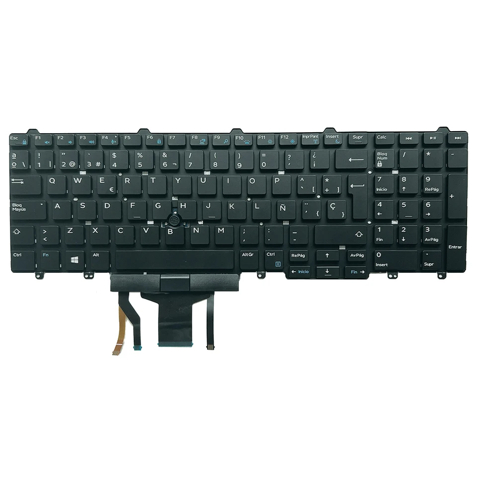 Backlit Keyboard With Pointer For Dell Latitude E5550 & E5570 Laptops - US Layout, Black, Part 383D7 7 thumbnail image