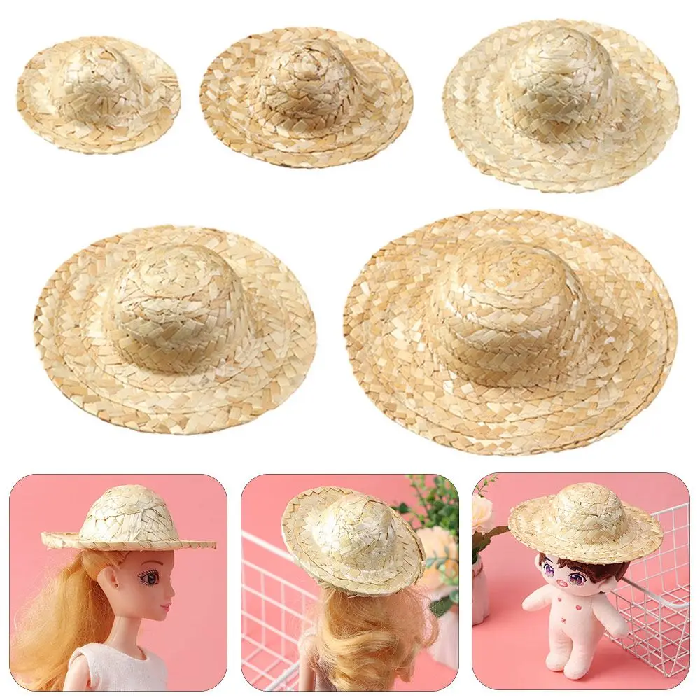 Multiple Sizes Crafts Cute Toys Doll Accessories Woven Straw Hat DIY