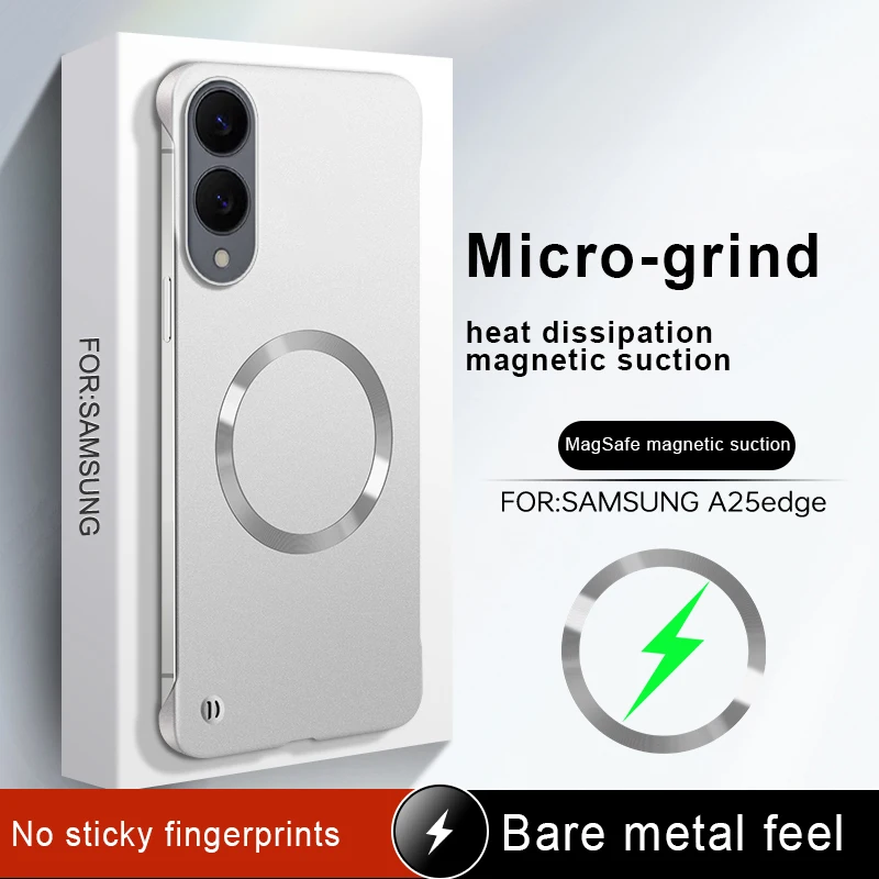 Matte Metall-Dünne PC Rahmenlose Magnetische Magsafe-Hüllen für Samsung S25 Edge FE S24 S23 S25 S26 Ultra S22 Plus A56 5G Armor Cover