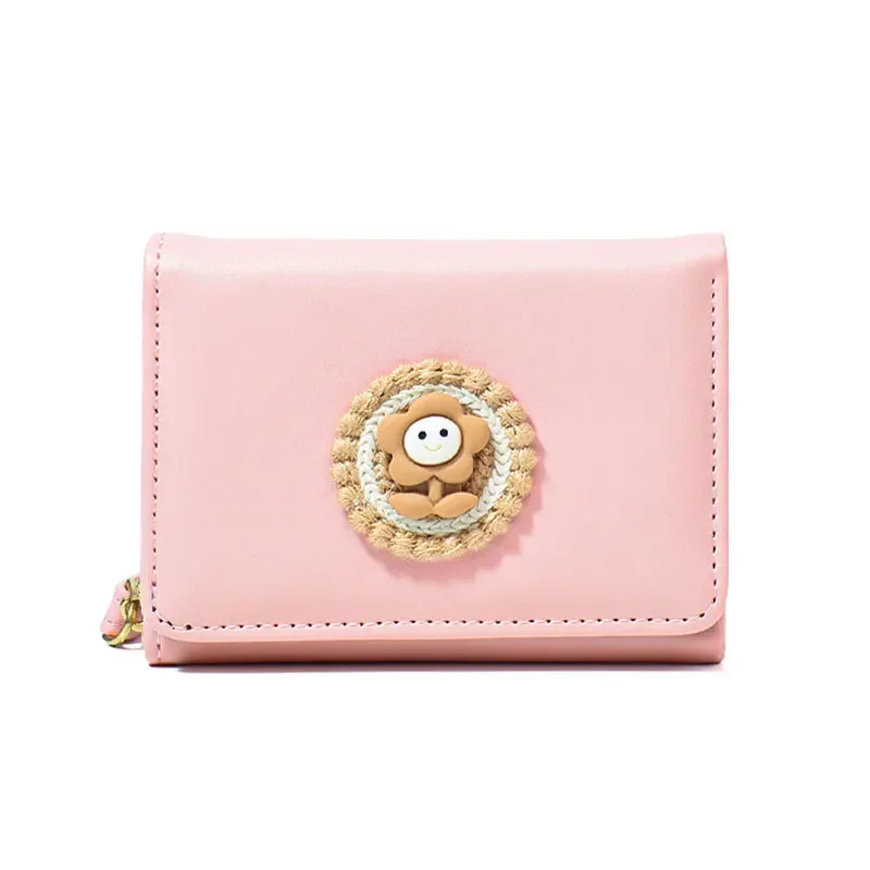 

Korean Version of The New Wallet Lady Cute Cartoon Solid Color Student Coin Wallet Multi-functional Pu Wallet Tide