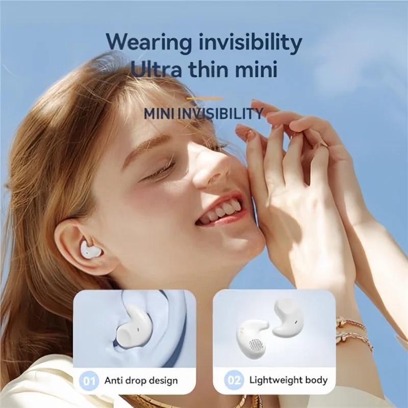 Wireless Earbuds Lightweight 58H Playtime In-Ear LED Battery Display Comfortable Fit Sleep Earbud Compatible With All Cellphone
