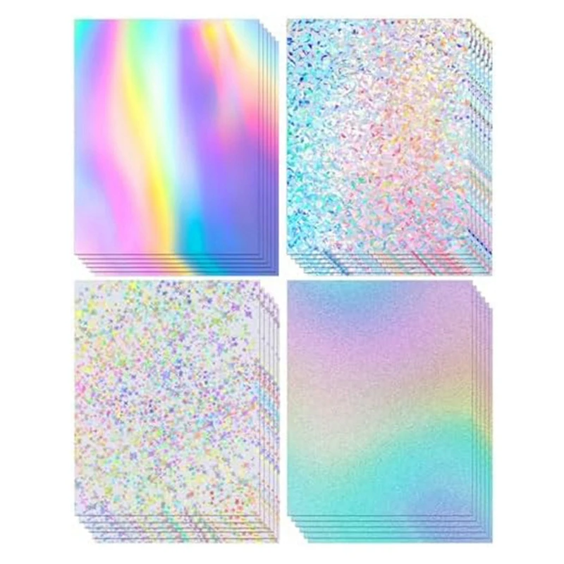 

24 Sheets Glitter Rainbow Mirror Paper Thick Cardstock For Crafts Card Making, Party Decoration