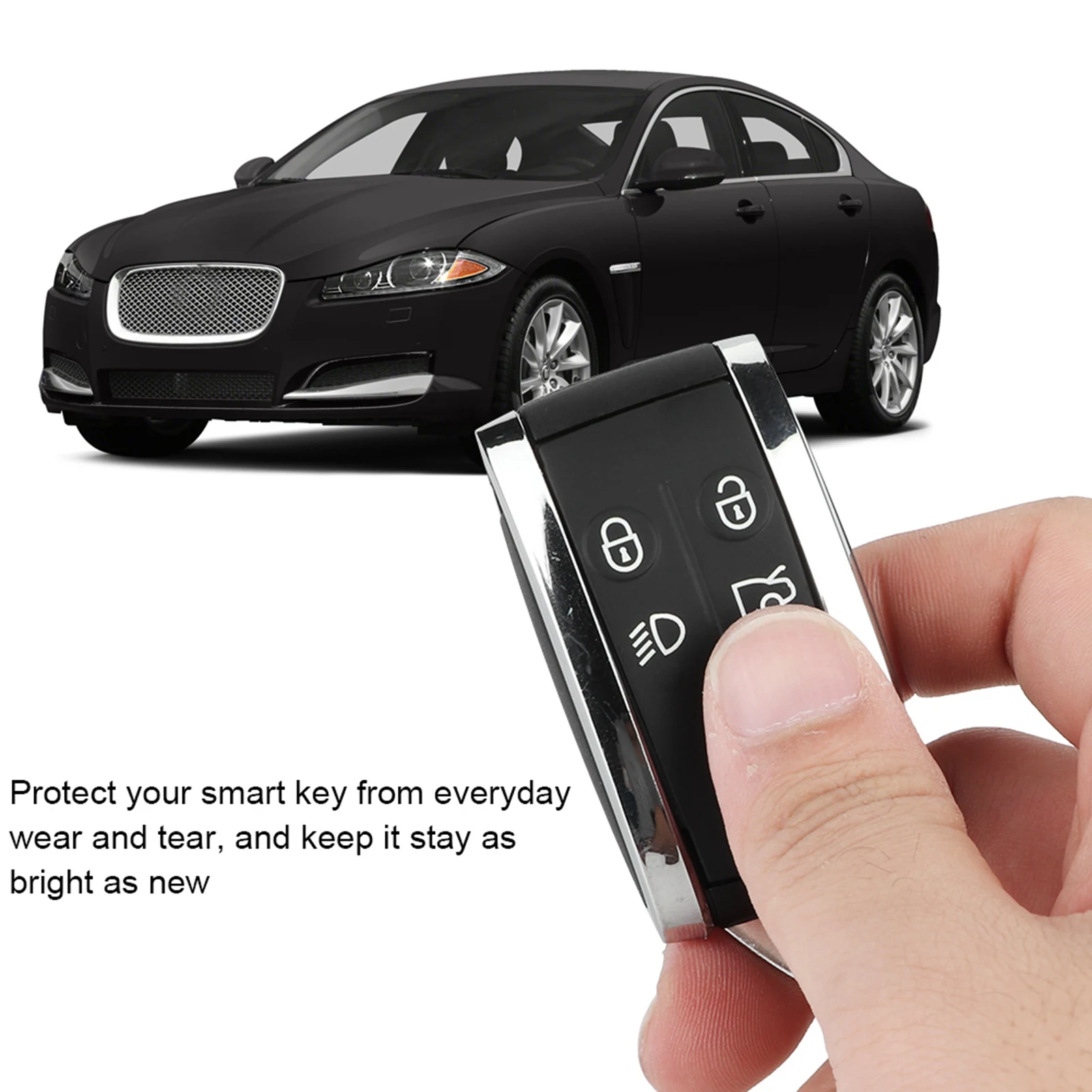 Car Remote Key Fob Shell Case Replacement Fits for XF 2009‑2012 5 Button Car Key Fob Remote Control