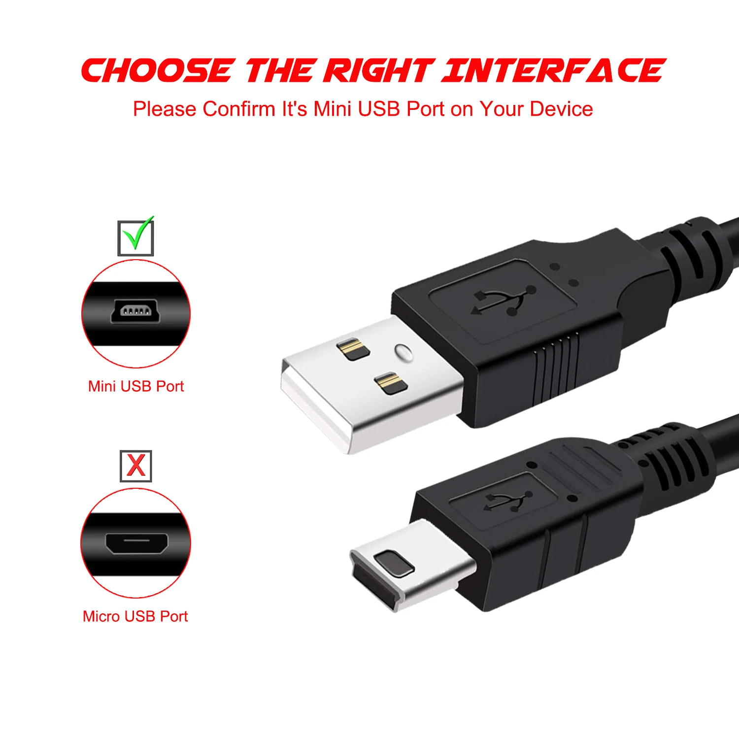 2-Pack 10ft PS3 Controller Charger Cables - Magnetic Ring Mini USB Sync & Charge Cord