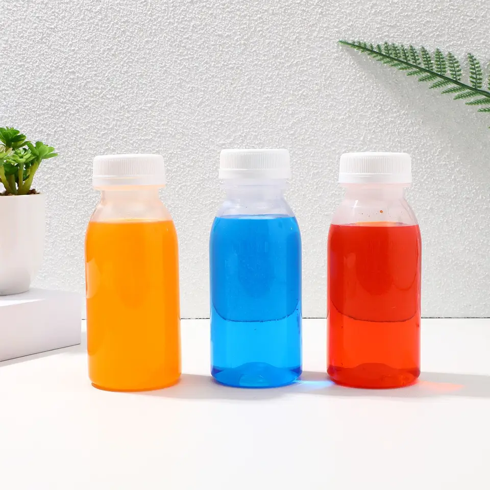 12 Mini Bottiglie In Plastica PET Da 59 Ml Con Tappo Nero - Riutilizzabili Per Succhi E Bevande