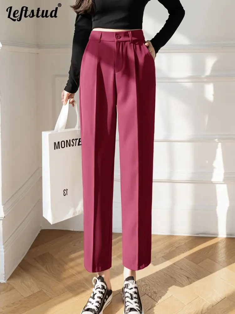 

Suit Pants Women's New Summer Fashion Light Luxury Draped Casual Straight Tube Trousers Loose Fitting High Waist Ninth Pants