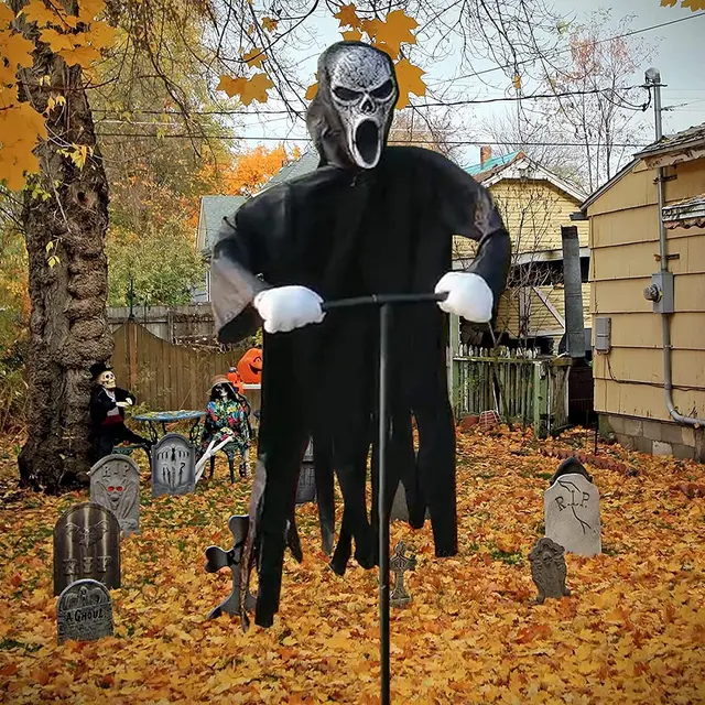 Halloween Garden Ghostface Scarecrow Decor - Scary Scream Hanging Ghost Scarecrow for Creative Courtyard Decor and Bird Repelling - Image 3
