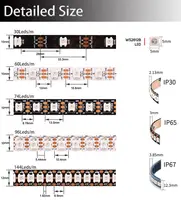 WS2811 WS2812B WS2813 WS2815 5050RGB LED Strip Lights Individually Addressable 30/60/144Pixels/Leds/m Black /White PCB DC5V/12V 2