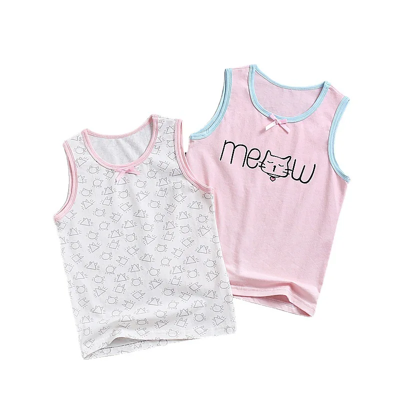 Girls Tank Tops 3pcs Children Undershirt Girls Cute Design Singlet Cotton Underwear Tank Soft Breathable Tank Tops for Baby Girl Size 110-150 girls tank tops