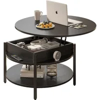 Round Lift Top Coffee Tables , Coffee Table for Living Room Reception Room, 2 Tier Small Round Coffee Table Circle Dining Tables 2