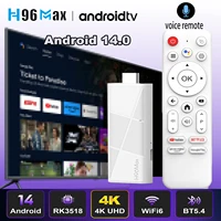 Android14.0 TV Stick RK3518 Quad Core 4K HDR Wifi6 BT5.4 BT Voice Assistant Remote Game Media Player Smart TV Box H96 Max