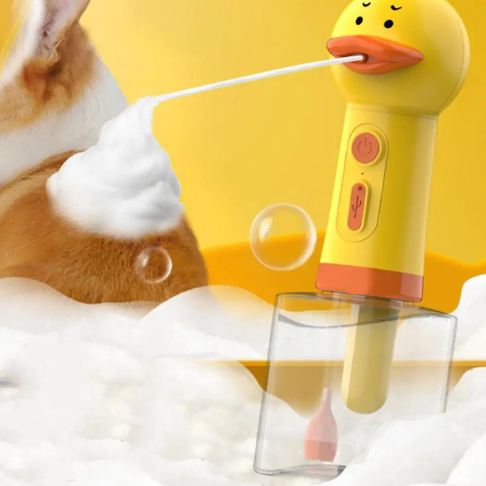 노란 오리 거품 애완 동물 청소 기계, USB 충전 자동 비누 디펜서 고양이 기계, 전기 거품 청소 개 액세서리 노란 오리 거품 애완 동물 청소 기계, USB 충전 자동 비누 디펜서 고양이 기계, 전기 거품 청소 개 액세서리