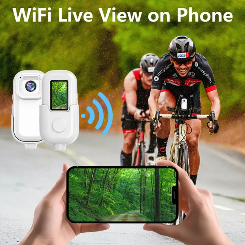 Mini WiFi Action Camera 1080P 30fps Digital Video Camera with 0.96in LCD Screen Built-in Rechrageable Battery Motion Detection 3