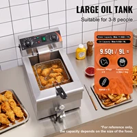 SucceBuy Friteuse commerciale Friteuse électrique de comptoir avec panier Friteuse à huile unique en acier inoxydable avec contrôle du temps et de la température 3
