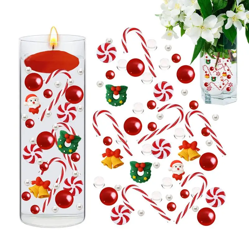 

Christmas Vase Filler Water Pearls Floating Candy Cane 6060PCS Candles Centerpiece Beads Beads Balls Red White Green Floating