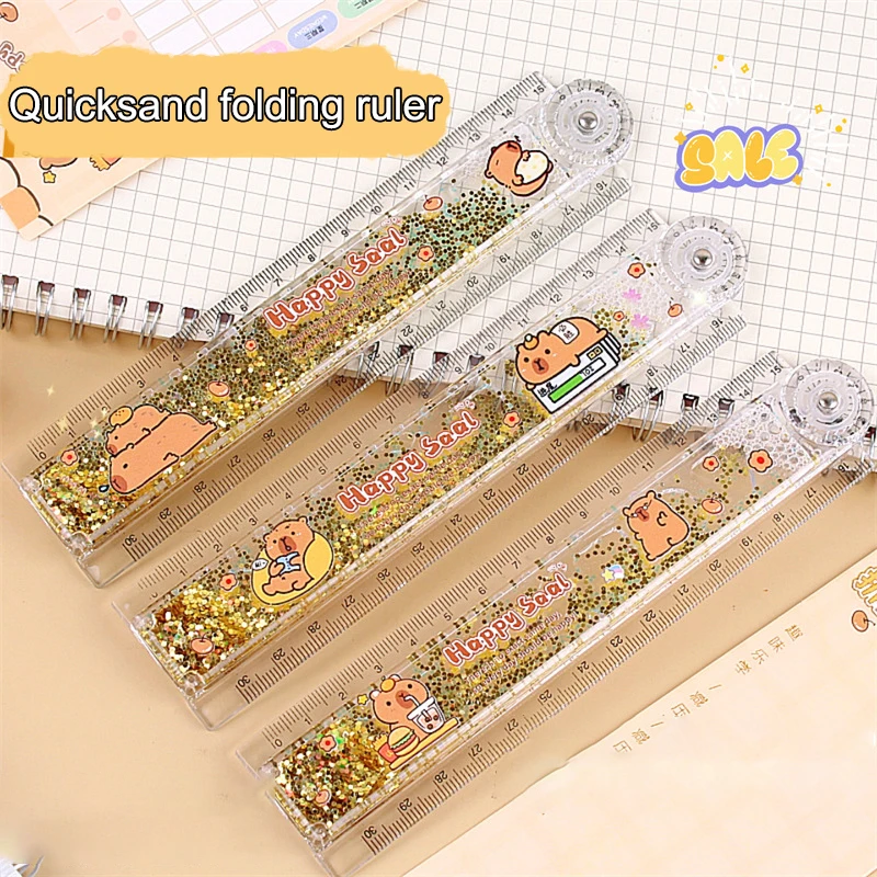 Multi-function Drawing Tools Student Stationery Measuring Tools Cartoon Capybara Measuring Ruler Folding Ruler Drawing