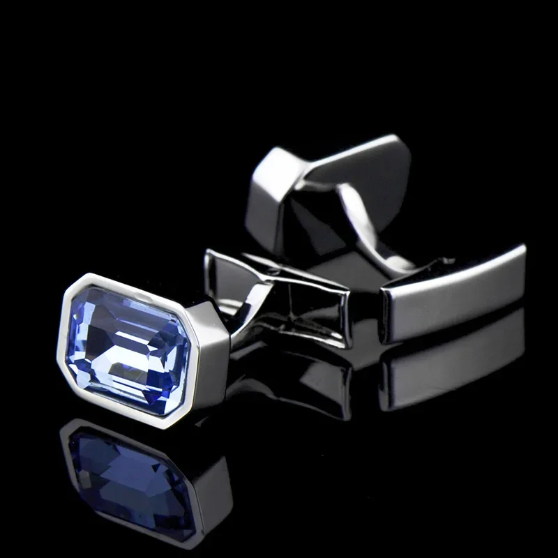 Cufflinks Men's Unisex French Shirt Suit Business Banquet Wedding Party Gifts Classic High Grade Simple Blue Cuff Links - 4