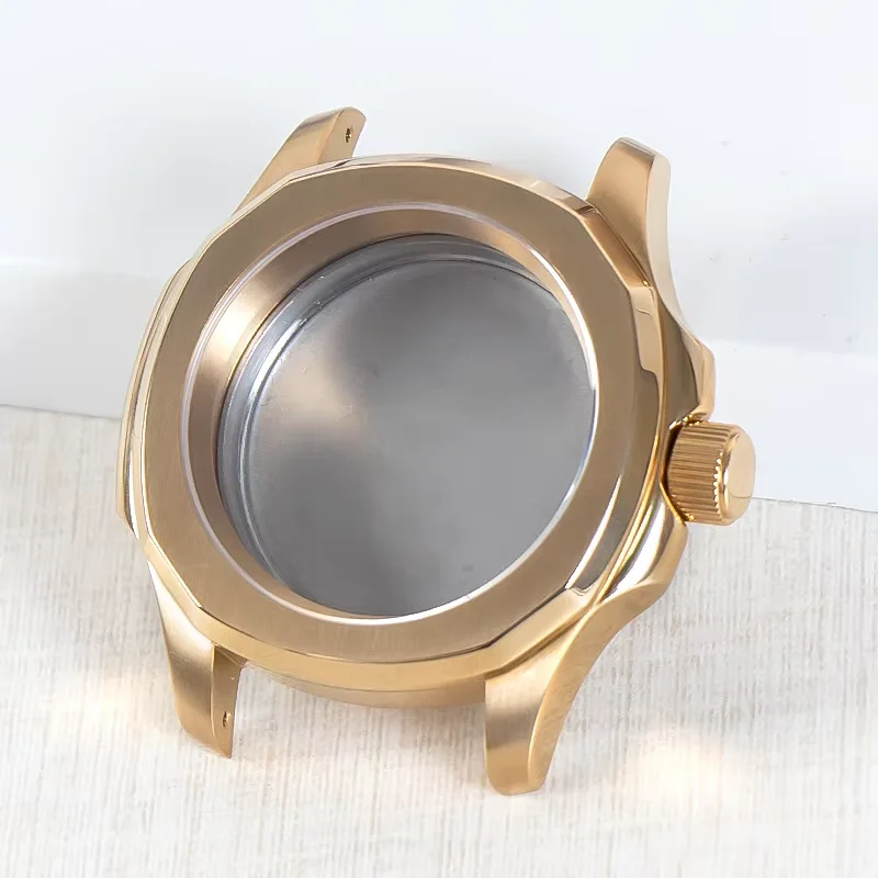 Premium Watch Case with Sapphire Crystal and Strap - Silver, Gold, Black - 41mm