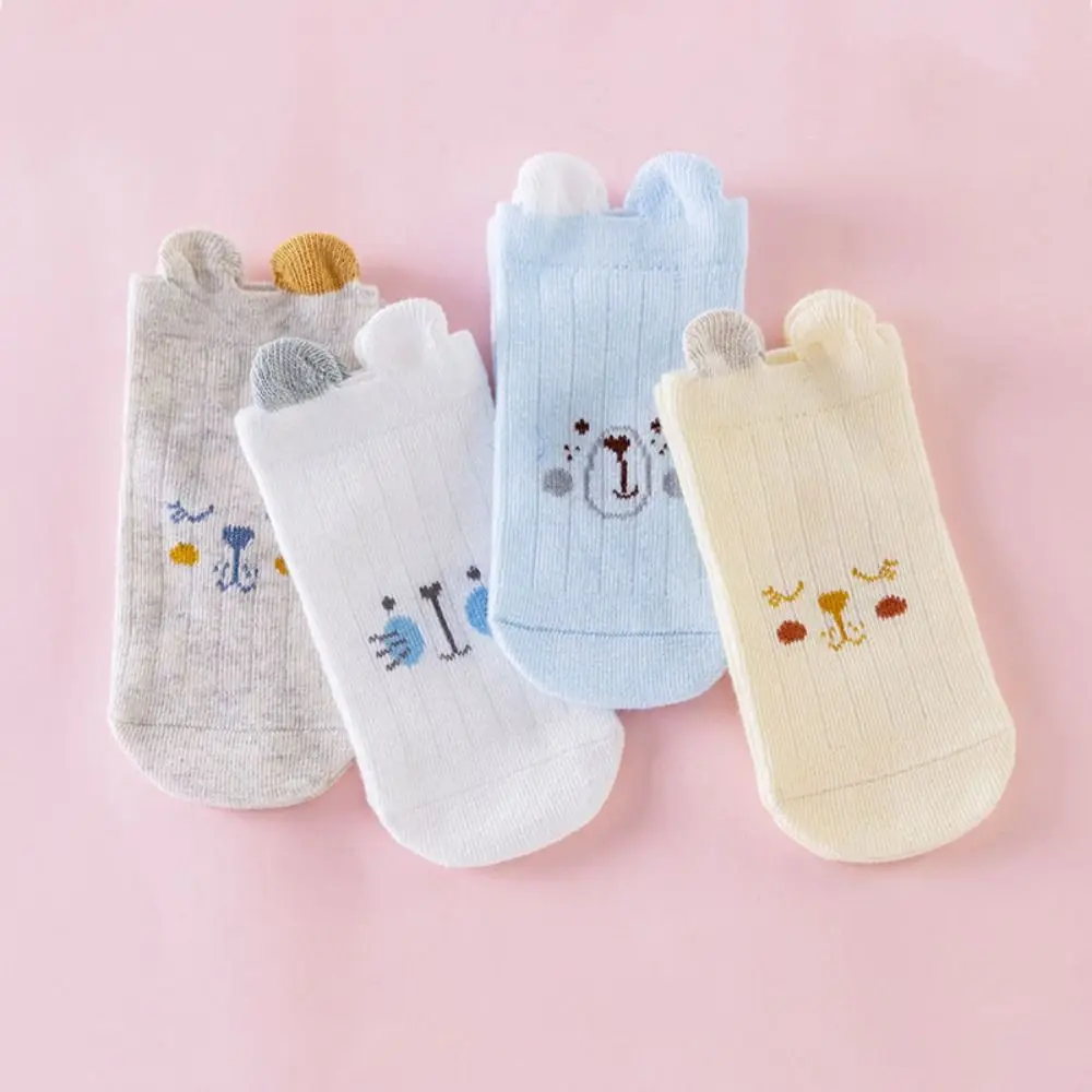 8Pairs Bear Ears Baby Cotton Socks Cat Rabbit Breathable Toddle Short Tube Socks Autumn Spring Cute Children Cartoon Socks