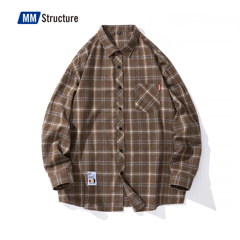 Plaid Men Blouses Harajuku Flannel Checked Shirts Men High Quality Spring New Oversize Streetwear Retro Men's Shirt Male 5xl