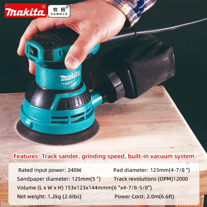 Japan OPriginal Makita Sandpaper Machine M9204 Woodworking Car Sander 5 "8 Hole Round Electric Grinding And Polishing Tools