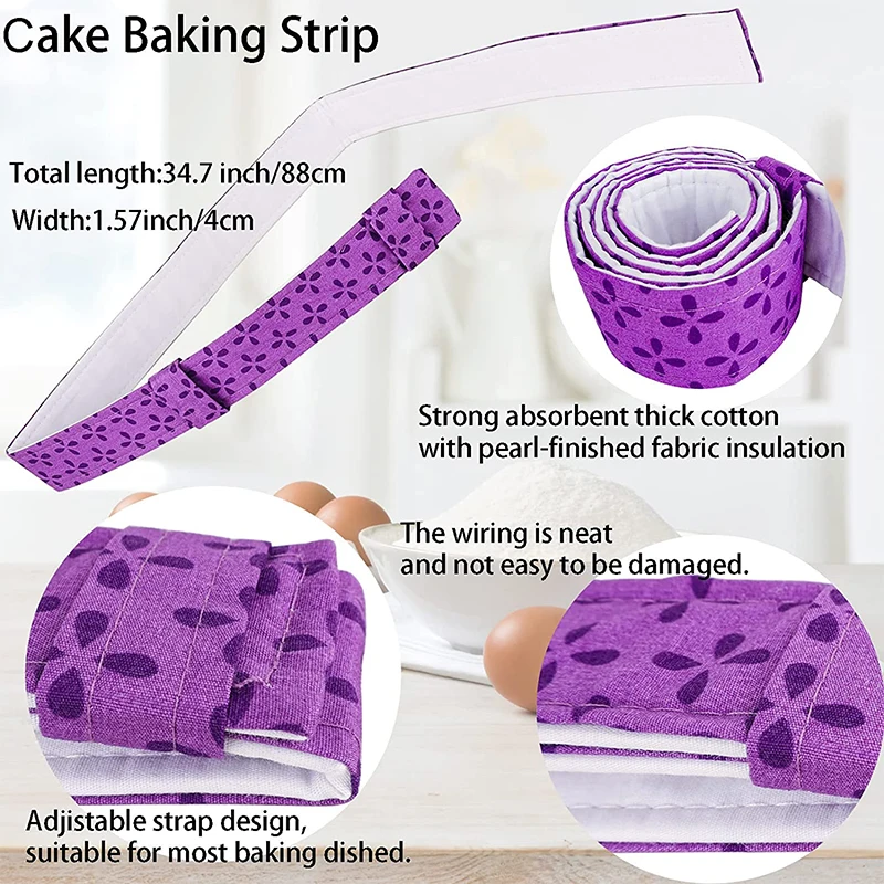 LMETJMA Bake Even Strip Cake Pan Dampen Strips Super Absorbent Thick Cotton Cake Strips Baking Tray Protection JT130