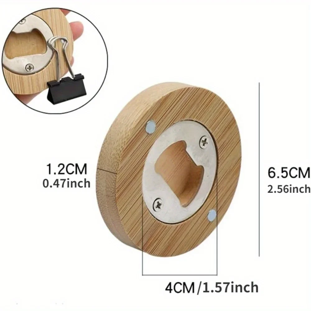Premium Bamboo DIY Bottle Opener - Elegant Barware & Wedding Favor Accessory