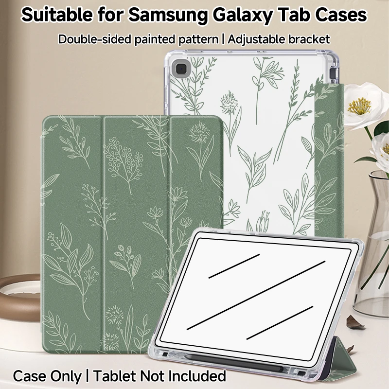 Tri-Fold Double-Sided Painted Tablet Case, 11-12.4 Inch