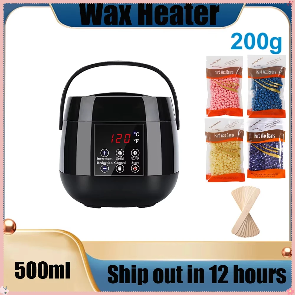 Wax Beans Waxing Machine Kit 500ml Brazilian Hard Waxing Wax Warmer Machine Epilator Wax-melt Pot Bikini Body Hair Removal