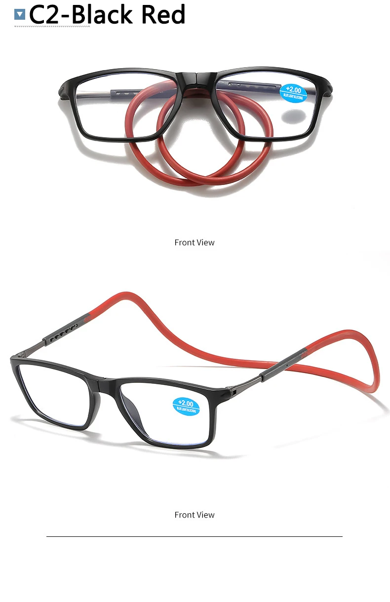 Tragbare magnetische Lesebrille, die um den Hals aufgehängt werden kann, mit verstellbarem Trageband für Männer und Frauen – Detail 14